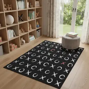 Photo of Black And White XOXO Youthful Washable Area Rug