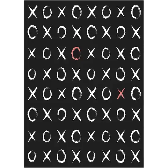 Black And White XOXO Youthful Washable Area Rug Photo 2