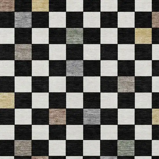 Black And Yellow Geometric Washable Indoor Outdoor Area Rug Photo 5