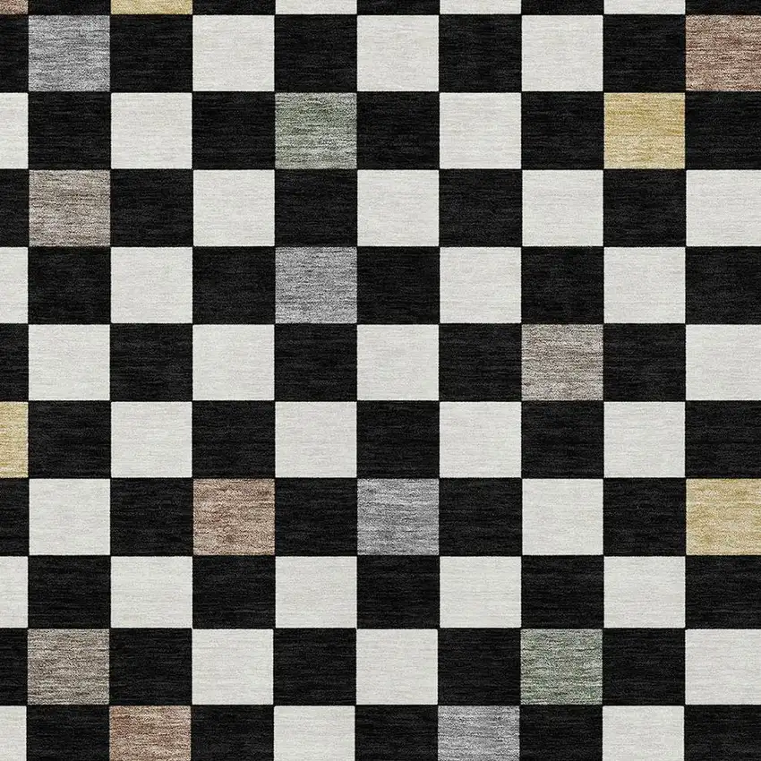 Black And Yellow Geometric Washable Indoor Outdoor Area Rug Photo 3