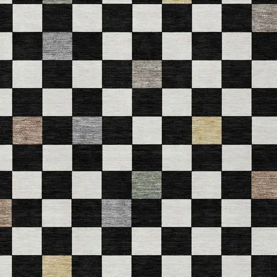 Black And Yellow Geometric Washable Indoor Outdoor Area Rug Photo 5