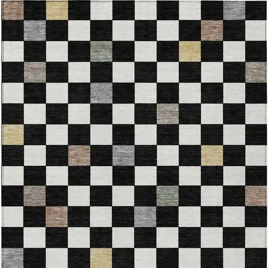 Black And Yellow Geometric Washable Indoor Outdoor Area Rug Photo 6