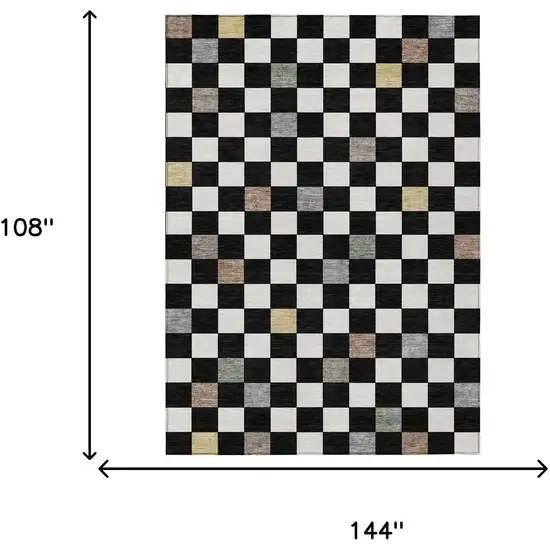 Black And Yellow Geometric Washable Indoor Outdoor Area Rug Photo 9