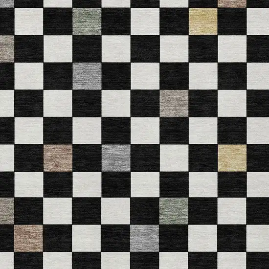 Black And Yellow Geometric Washable Indoor Outdoor Area Rug Photo 5