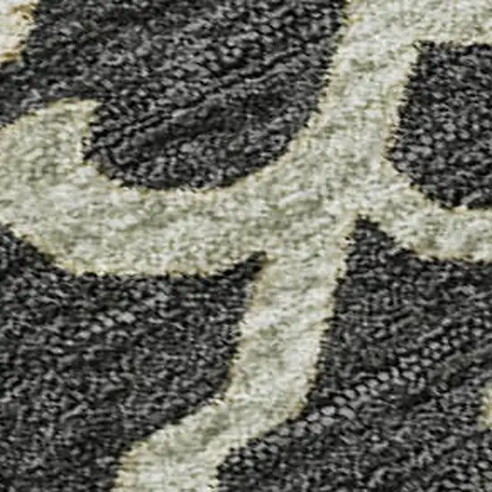 Black Beige And Gold Floral Medallion Washable Area Rug With UV Protection Photo 2