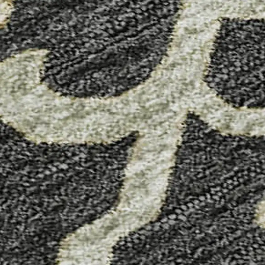 Black Beige And Gold Floral Medallion Washable Area Rug With UV Protection Photo 2