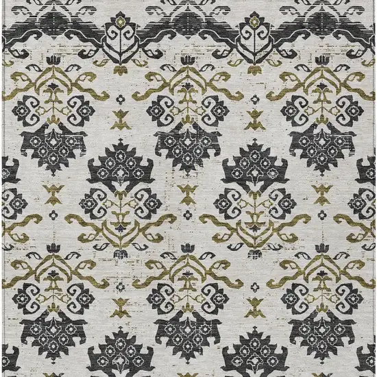 Black Beige And Gold Oriental Washable Indoor Outdoor Area Rug Photo 7