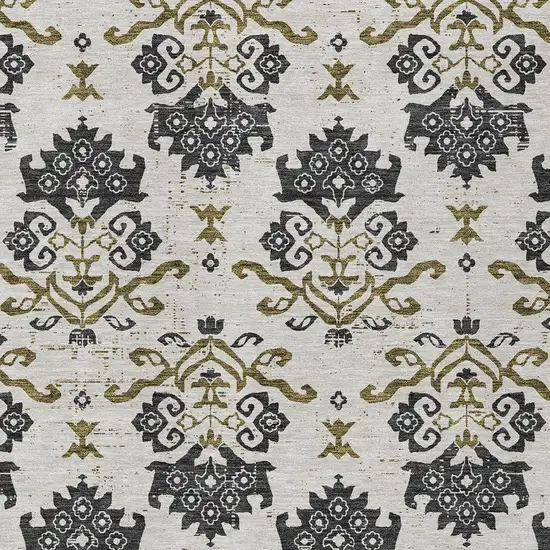 Black Beige And Gold Oriental Washable Indoor Outdoor Area Rug Photo 6
