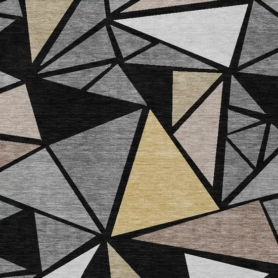 Black Beige And Gray Geometric Washable Indoor Outdoor Area Rug Photo 7