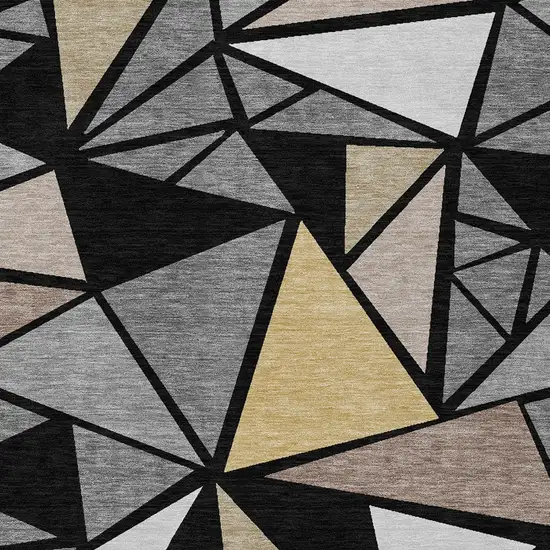 Black Beige And Gray Geometric Washable Indoor Outdoor Area Rug Photo 7