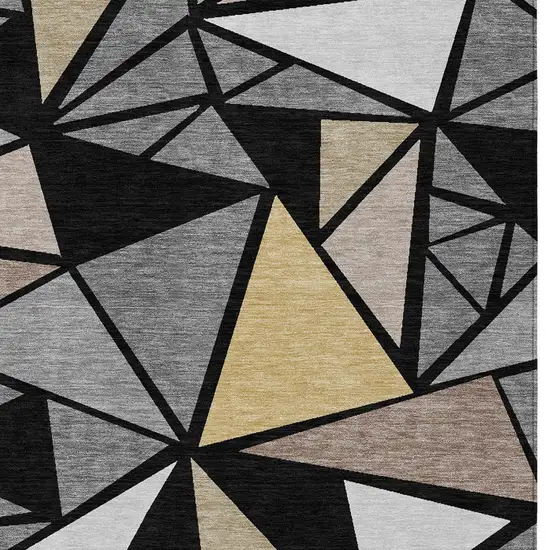 Black Beige And Gray Geometric Washable Indoor Outdoor Area Rug Photo 7