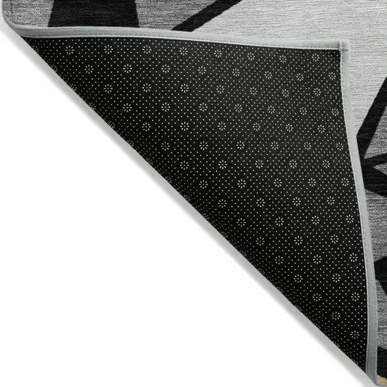 Black Beige And Gray Geometric Washable Indoor Outdoor Area Rug Photo 6