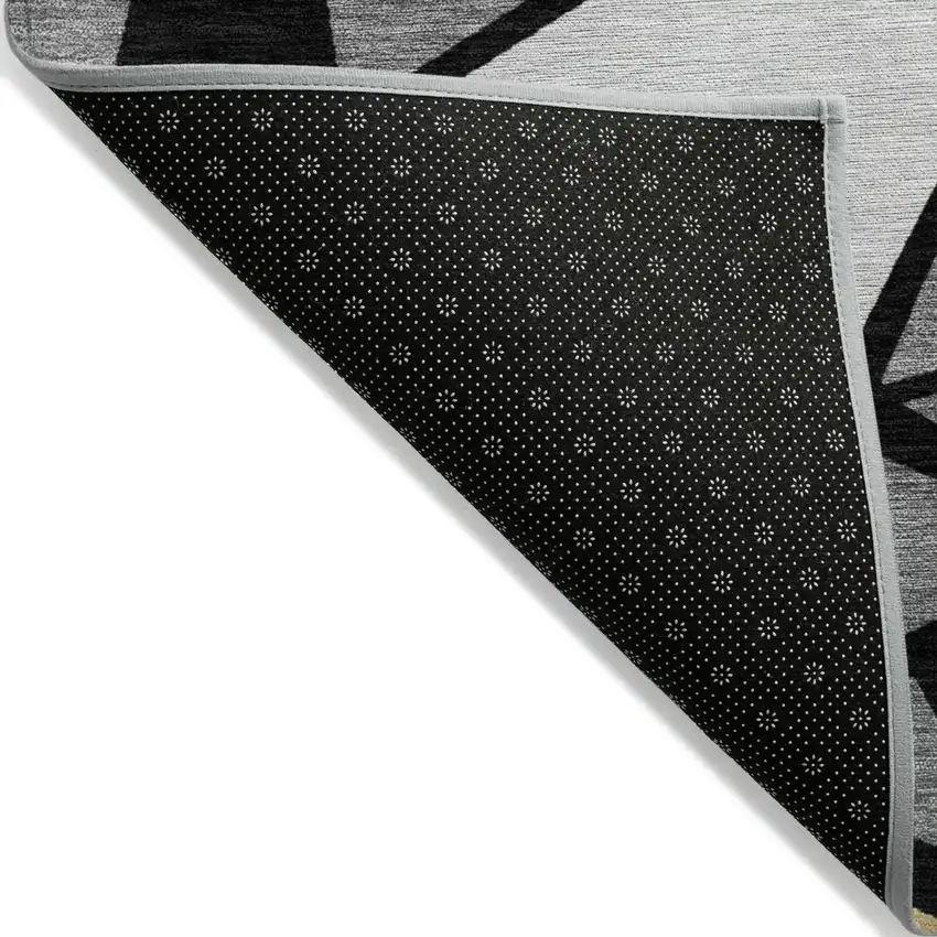 Black Beige And Gray Geometric Washable Indoor Outdoor Area Rug Photo 6