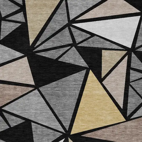 Black Beige And Gray Geometric Washable Indoor Outdoor Area Rug Photo 7