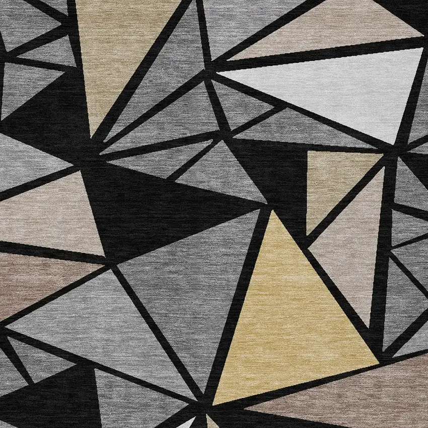 Black Beige And Gray Geometric Washable Indoor Outdoor Area Rug Photo 7