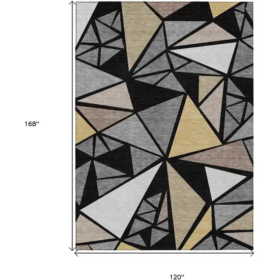 Black Beige And Gray Geometric Washable Indoor Outdoor Area Rug Photo 3