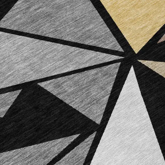 Black Beige And Gray Geometric Washable Indoor Outdoor Area Rug Photo 5