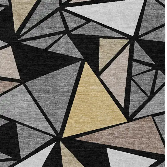 Black Beige And Gray Geometric Washable Indoor Outdoor Area Rug Photo 7