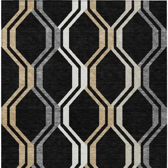 Black Beige And Gray Geometric Washable Indoor Outdoor Area Rug Photo 5