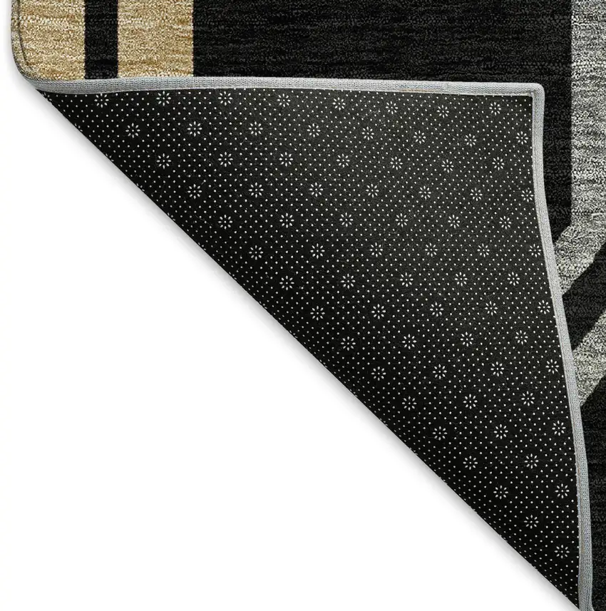 Black Beige And Gray Geometric Washable Indoor Outdoor Area Rug Photo 4