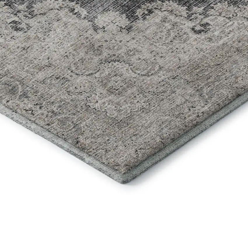 Black Beige And Gray Oriental Washable Area Rug With UV Protection Photo 7