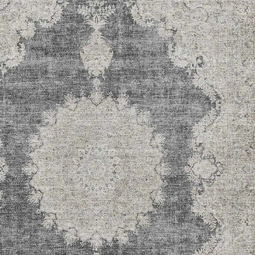 Black Beige And Gray Oriental Washable Area Rug With UV Protection Photo 2