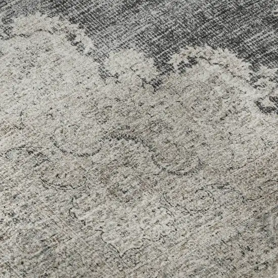 Black Beige And Gray Oriental Washable Area Rug With UV Protection Photo 9