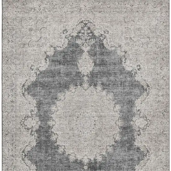 Black Beige And Gray Oriental Washable Area Rug With UV Protection Photo 3