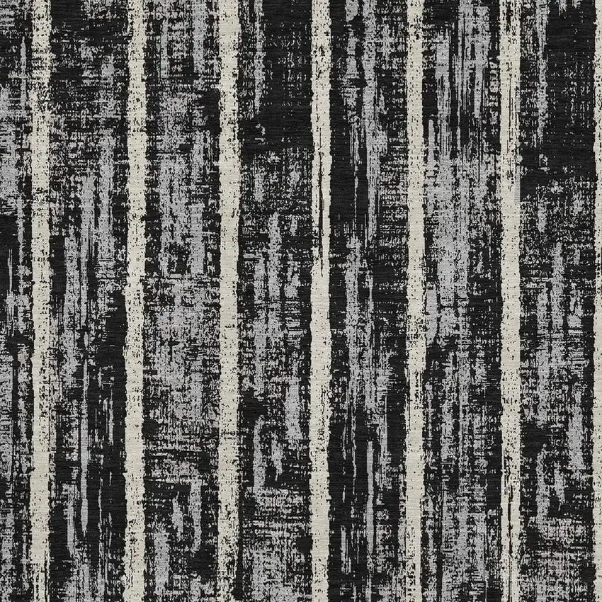 Black Beige And Gray Striped Washable Area Rug With UV Protection Photo 5