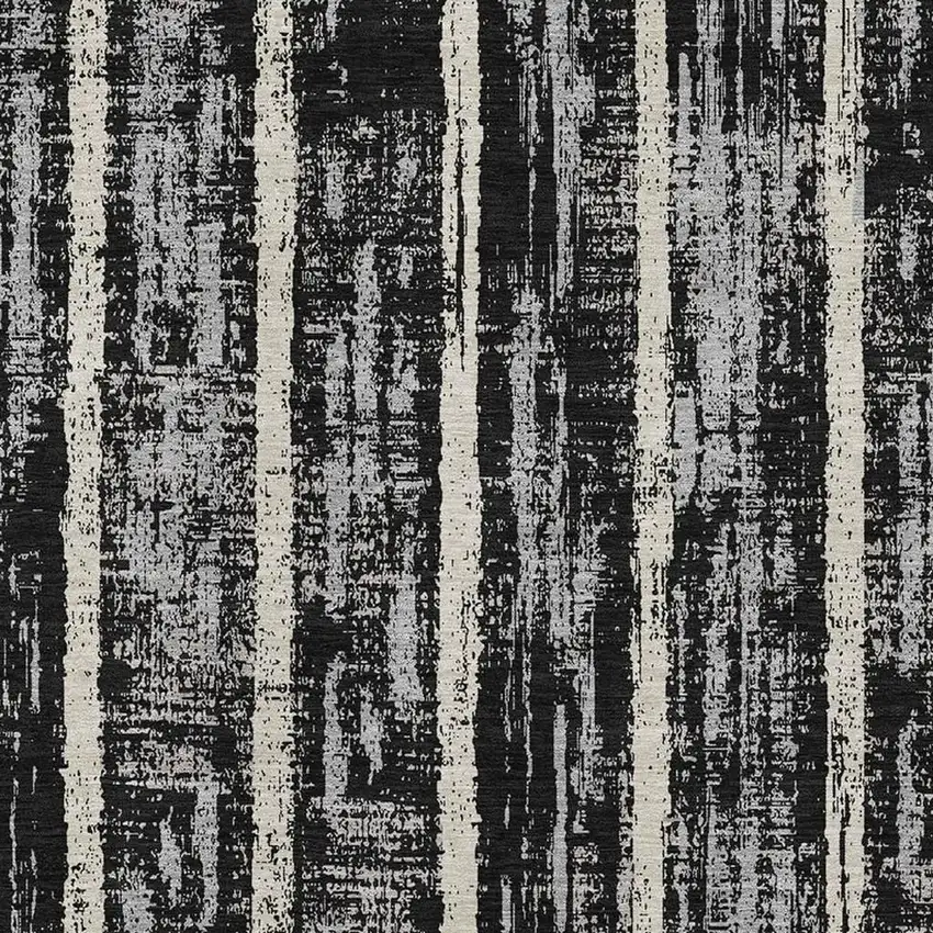 Black Beige And Gray Striped Washable Area Rug With UV Protection Photo 4