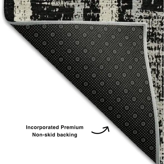 Black Beige And Gray Striped Washable Area Rug With UV Protection Photo 7