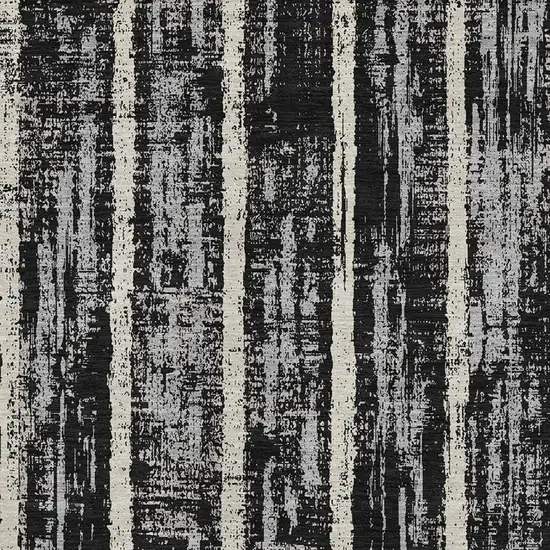 Black Beige And Gray Striped Washable Area Rug With UV Protection Photo 3