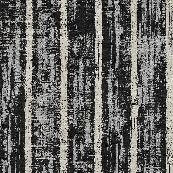 Black Beige And Gray Striped Washable Area Rug With UV Protection Photo 3