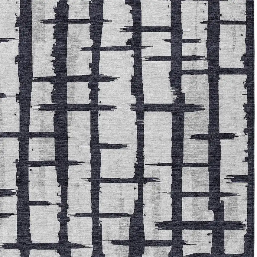 Black Beige And Gray Striped Washable Indoor Outdoor Area Rug Photo 6