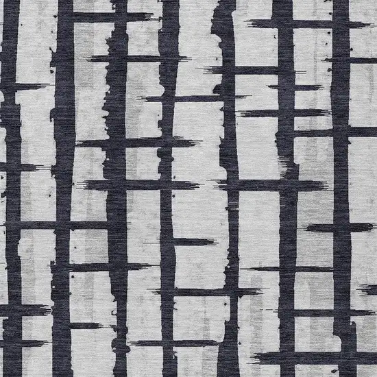 Black Beige And Gray Striped Washable Indoor Outdoor Area Rug Photo 6