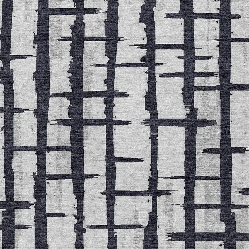 Black Beige And Gray Striped Washable Indoor Outdoor Area Rug Photo 6