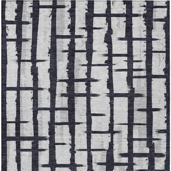 Black Beige And Gray Striped Washable Indoor Outdoor Area Rug Photo 7