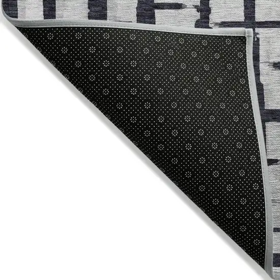 Black Beige And Gray Striped Washable Indoor Outdoor Area Rug Photo 4