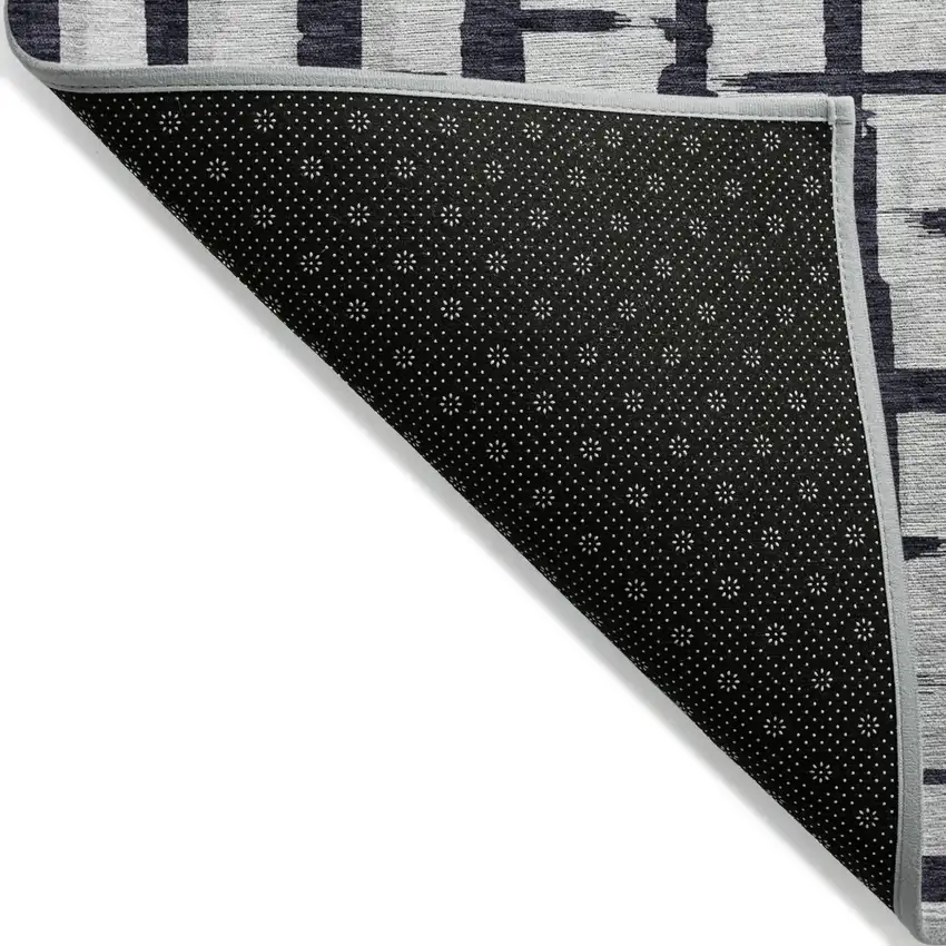 Black Beige And Gray Striped Washable Indoor Outdoor Area Rug Photo 4