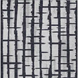Photo of Black Beige And Gray Striped Washable Indoor Outdoor Area Rug