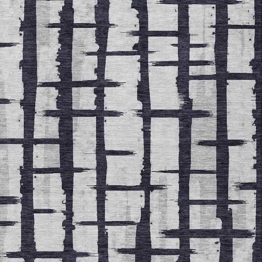 Black Beige And Gray Striped Washable Indoor Outdoor Area Rug Photo 6