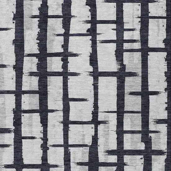 Black Beige And Gray Striped Washable Indoor Outdoor Area Rug Photo 6