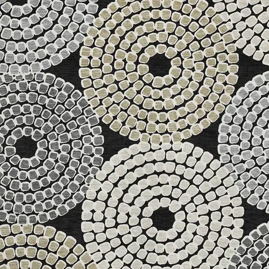 Black Beige And Ivory Geometric Washable Area Rug With UV Protection Photo 3