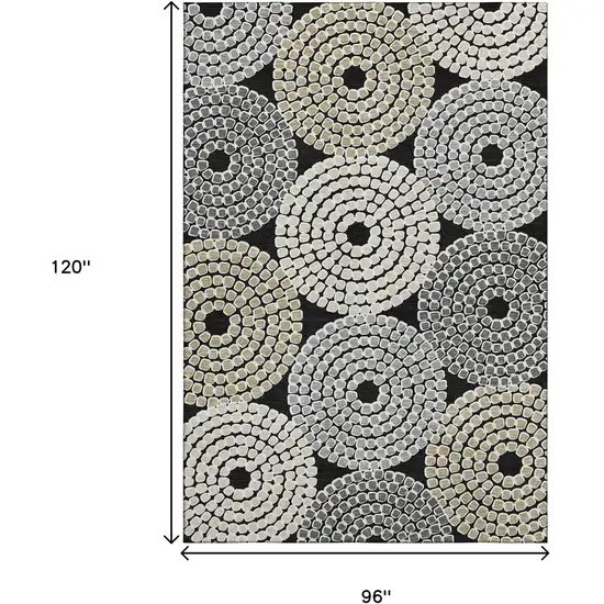 Black Beige And Ivory Geometric Washable Area Rug With UV Protection Photo 7