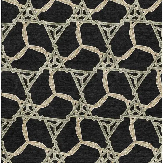 Black Beige And Ivory Geometric Washable Area Rug With UV Protection Photo 2