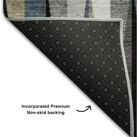 Black Beige And Ivory Geometric Washable Area Rug With UV Protection Photo 6