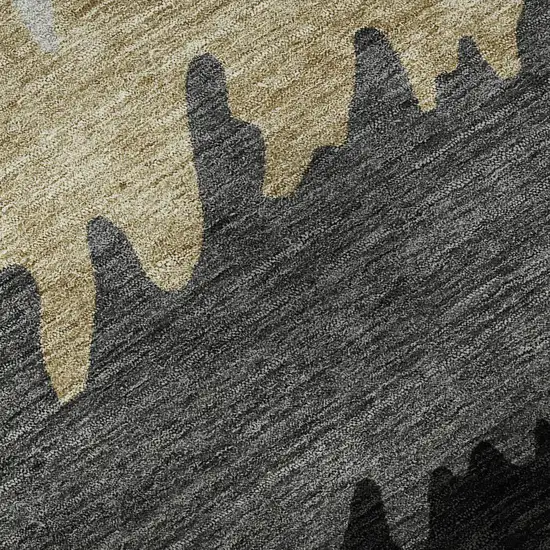 Black Beige And Silver Striped Washable Area Rug With UV Protection Photo 1