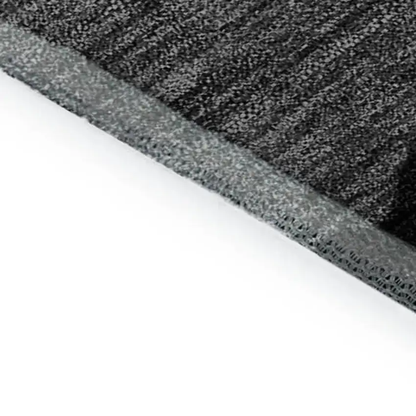 Black Beige And Silver Striped Washable Area Rug With UV Protection Photo 4