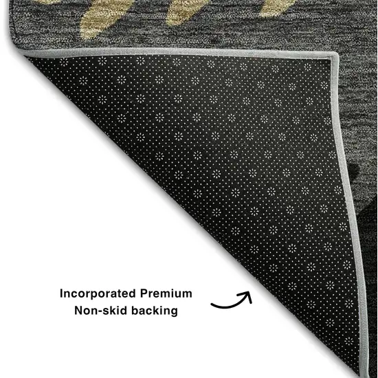 Black Beige And Silver Striped Washable Area Rug With UV Protection Photo 7