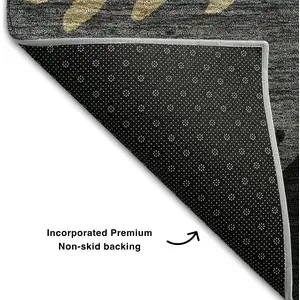 Photo of Black Beige And Silver Striped Washable Area Rug With UV Protection